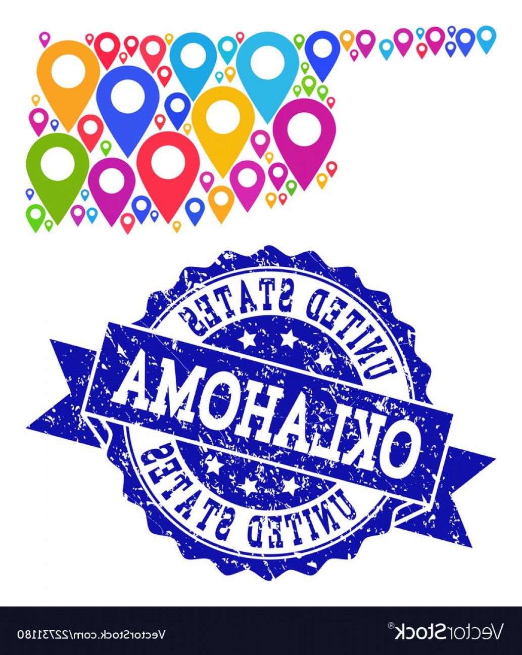 1033x1296 Mosaic Map Of Oklahoma State With Map Pins And Vector Catchsplace