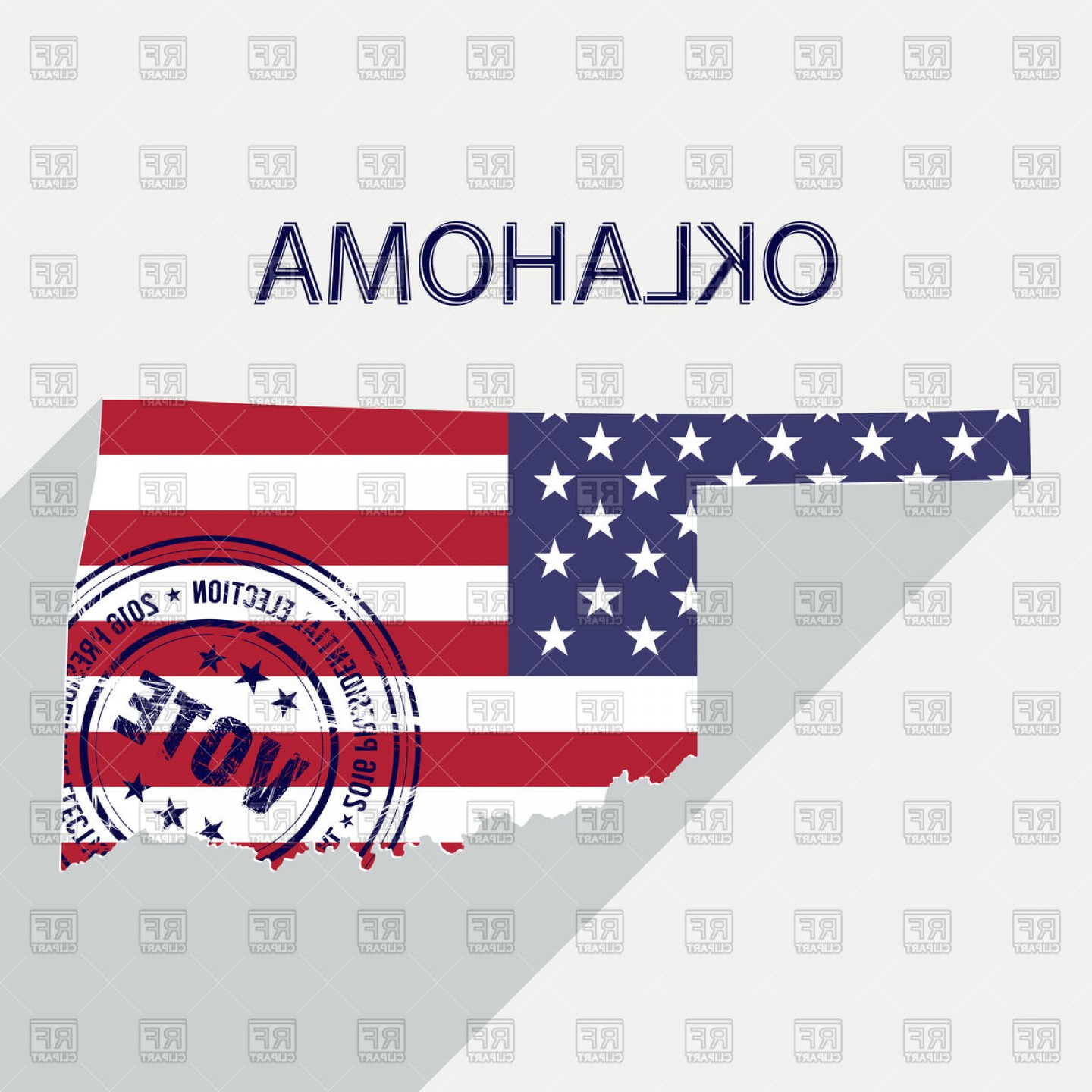 1440x1440 State Of Oklahoma Map With Flag And Presidential Day Vote Stamp