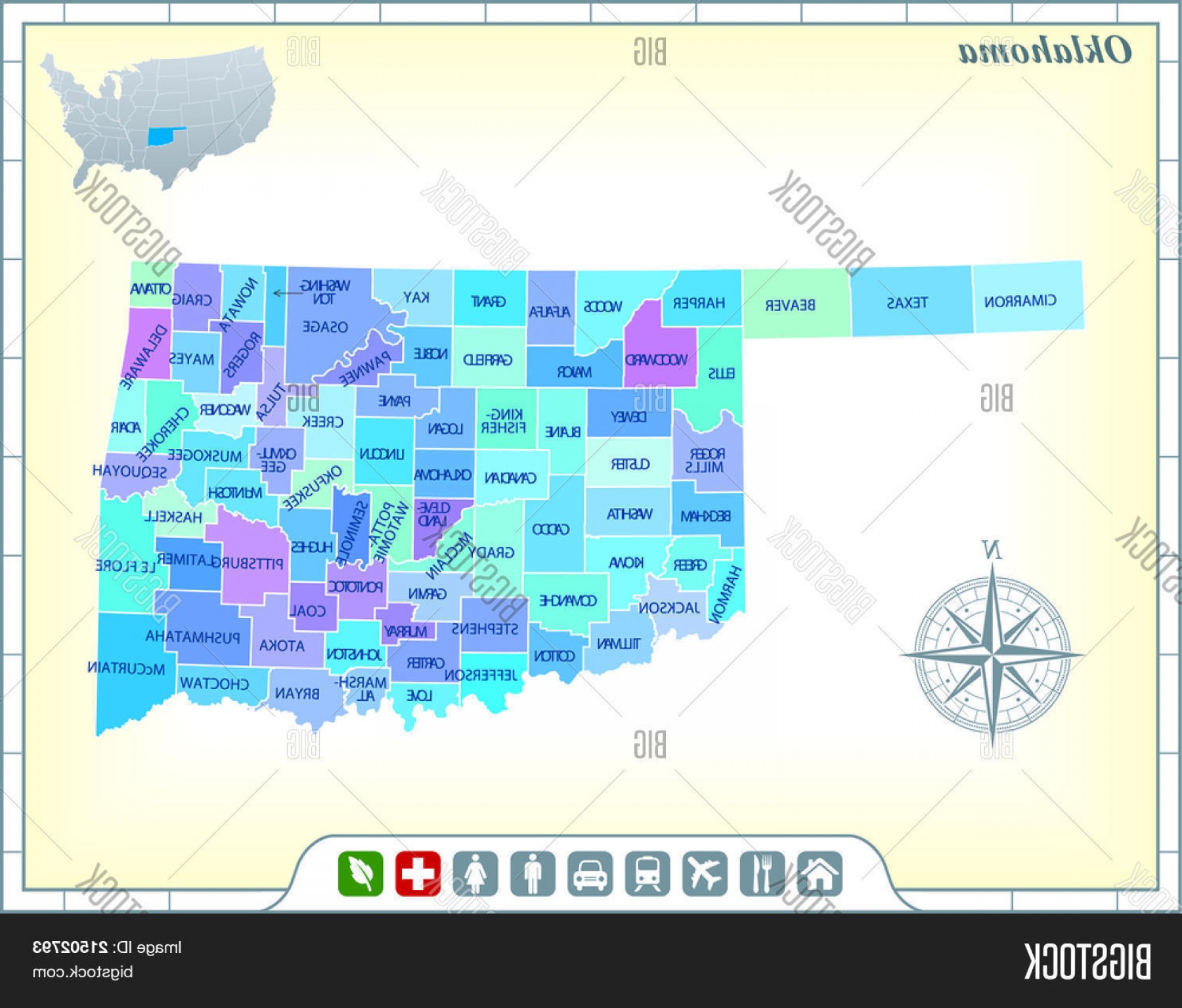 1800x1536 Stock Vector Oklahoma State Map With Community Assistance