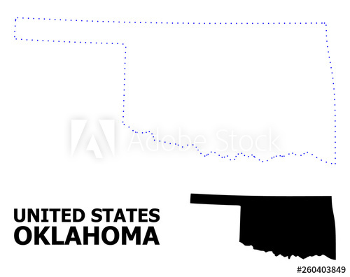 500x396 Vector Contour Dotted Map Of Oklahoma State With Name