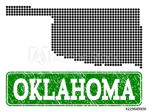 500x380 Dotted Map Of Oklahoma State And Unclean Caption Vector Green