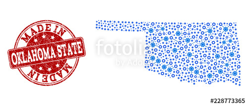 500x214 Map Of Oklahoma State Vector Mosaic And Made In Grunge St Map