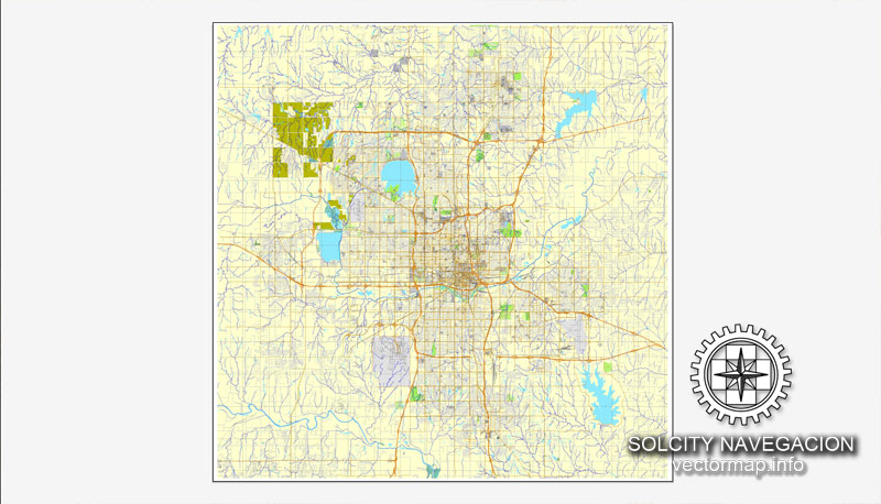 800x458 Oklahoma City, Oklahoma, Us Printable Vector Street City Plan Map