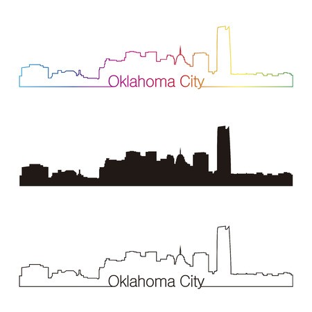 450x450 Oklahoma City Skyline Linear Style With Rainbow In Editable Vector