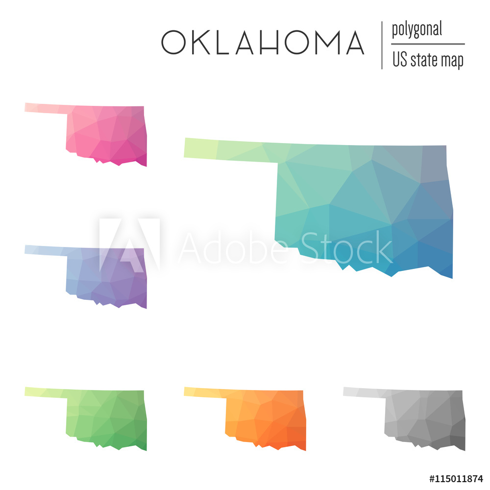 1000x1000 Photo Art Print Set Of Vector Polygonal Oklahoma Maps Europosters
