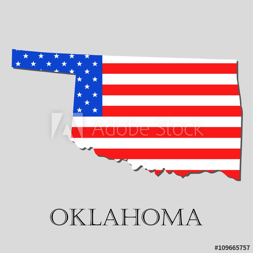 500x500 Map State Of Oklahoma In American Flag