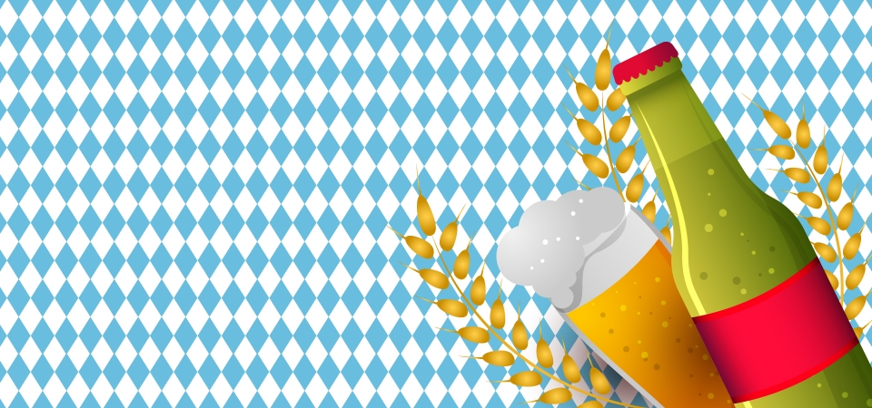 960x450 Oktoberfest Beer Background Vector Illustration With A Bottle