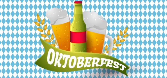 555x260 Oktoberfest Beer Background Vector Illustration With Wheat