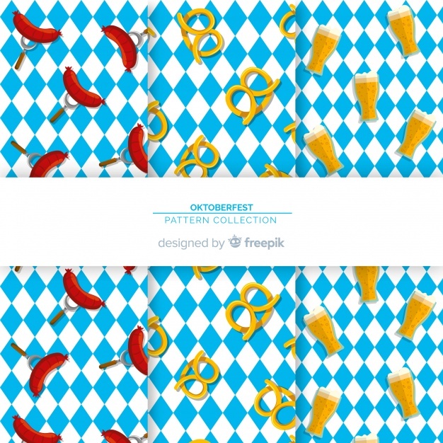 626x626 Oktoberfest Background Pattern With Food And Drink Elements Vector