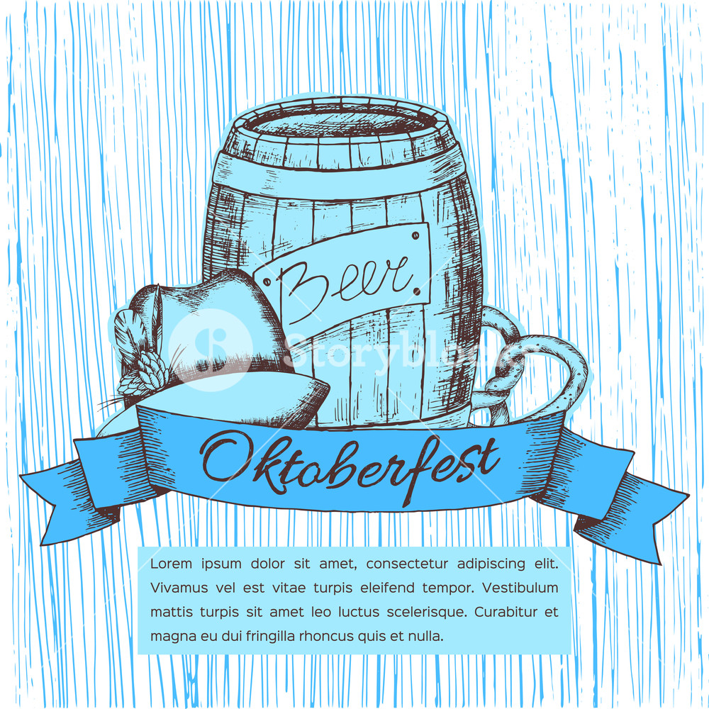 1000x1000 Oktoberfest Greeting Card With Mug Of Beer On A Blue Background