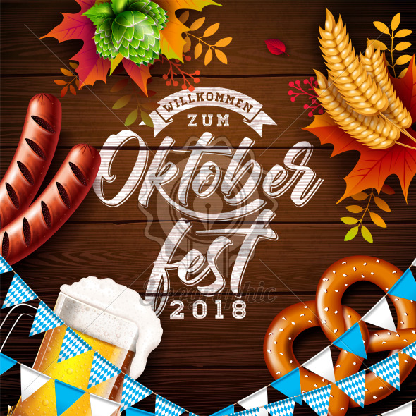 590x590 Oktoberfest Banner Illustration With Typography Lettering