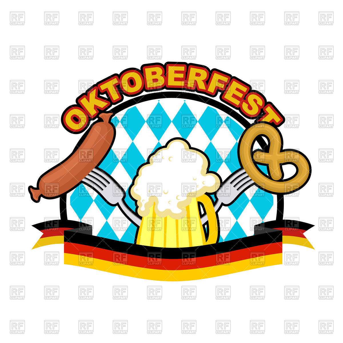 1200x1200 Oktoberfest Icon Beer, Sausage And Pretzel Vector Image Of Food