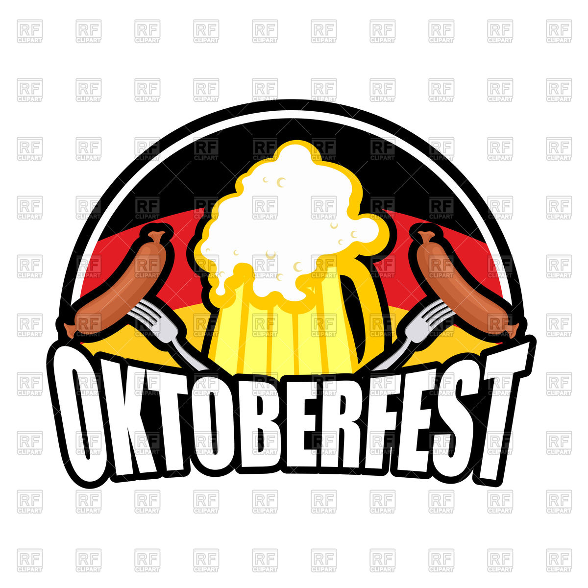 1200x1200 Oktoberfest Sausage And Beer Emblem Vector Image Of Holiday