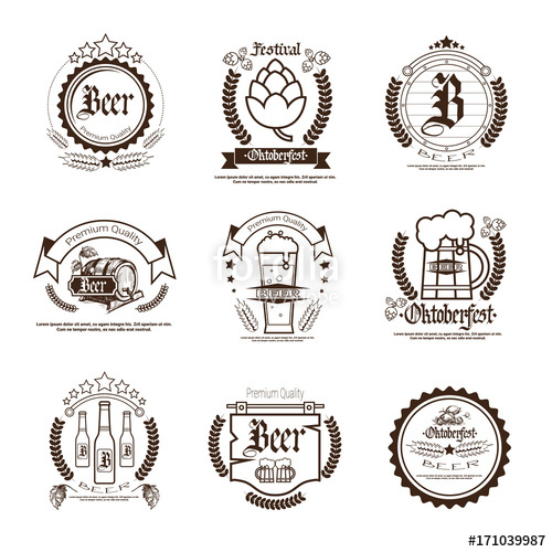 500x500 Oktoberfest Beer Festival Logos Set Holiday Decoration Posters