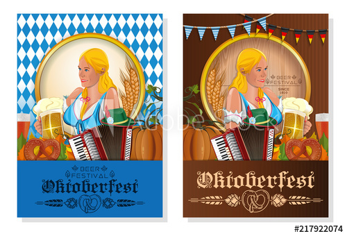 Oktoberfest Beer Festival Poster Design Set With Beautiful Girl 500x340 Oktoberfest Beer Festival Poster Design Set With Beautiful Girl