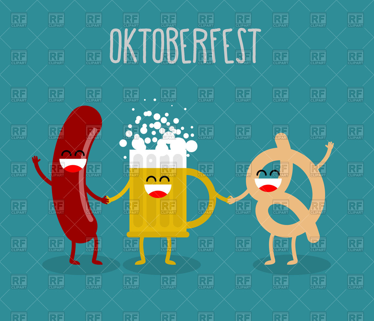Beer, Sausage And Pretzel Friends Oktoberfest Vector Image 1200x1030 Beer, Sausage And Pretzel Friends Oktoberfest Vector Image