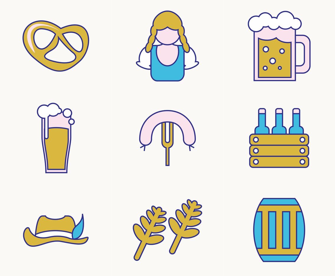 Flat Oktoberfest Vector Icons Vector Art Graphics 1136x936 Flat Oktoberfest Vector Icons Vector Art Graphics