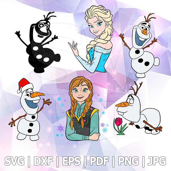 570x570 The Frozen Elsa Anna Olaf Snowman Layered Dxf Vector