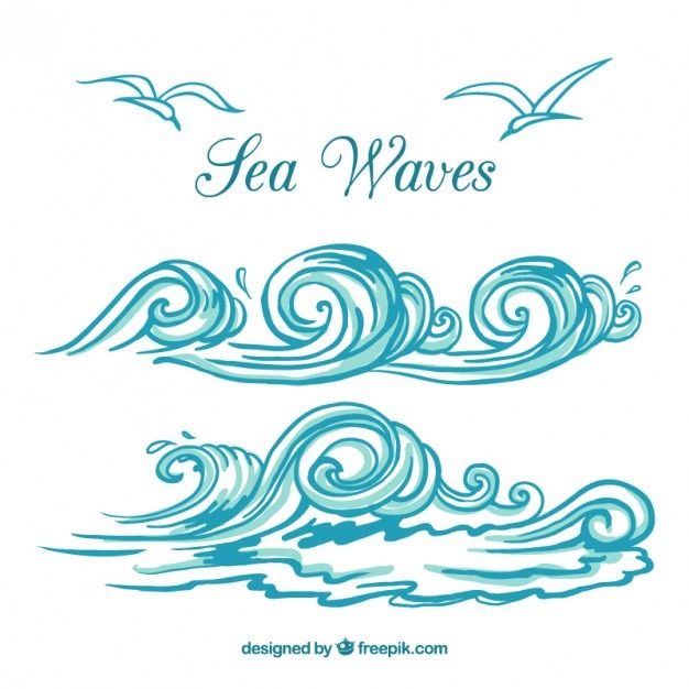 626x626 Olas De Mar Vector Premium Agua Aire Fuego Tierra Sea Waves