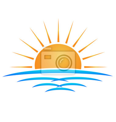 380x400 Sun Playa Olas Vector Logotipo Pinturas Para La Pared Cuadros