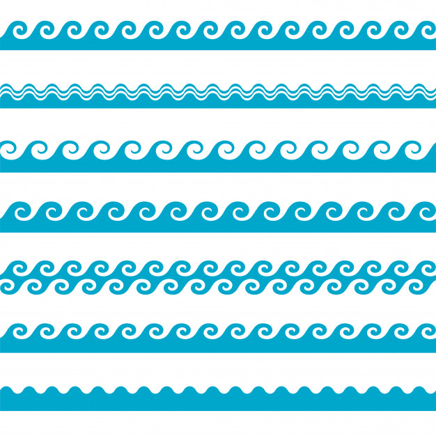 626x626 Vector Iconos De Onda Azul Conjunto Sobre Fondo Blanco Olas De