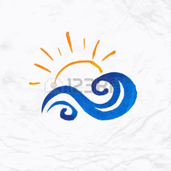 350x350 Logo Familia Vector Logo Acuarela Con El Sol, Las Olas, Las