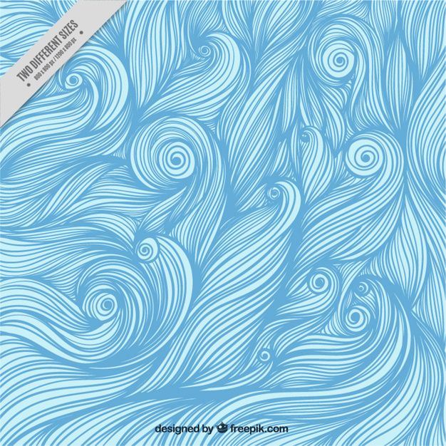 626x626 Fondo De Olas De Color Azul Dibujadas A Mano Vector Gratis