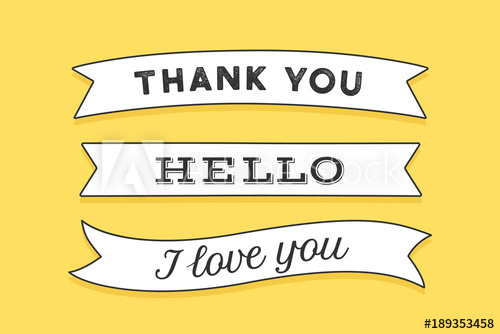 Vintage Trendy Ribbon With Text Thank You, Hello, I Love You 500x334 Vintage Trendy Ribbon With Text Thank You, Hello, I Love You