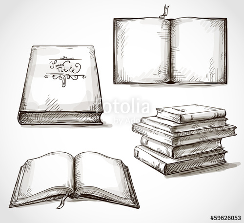 500x457 Set Of Old Books Drawings Stock Image And Royalty Free Vector