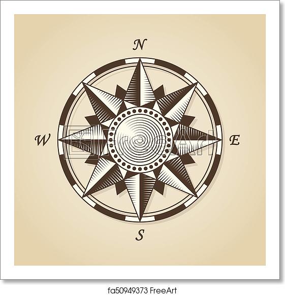 561x581 Free Art Print Of Vintage Old Antique Nautical Compass Rose