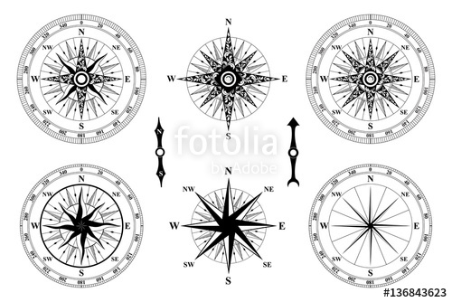 500x334 Old Vintage Compass Vector Rose Of Wind Stock Image And Royalty