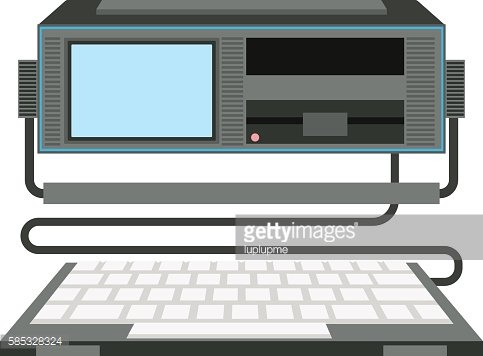 483x356 Old Computer Vector Illustration Premium Clipart