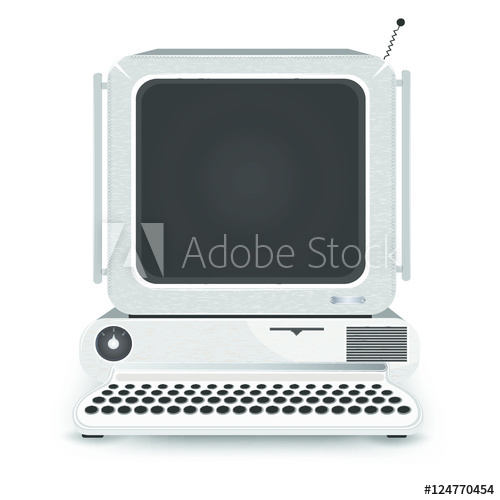 500x500 Old Computer Vector Illustration