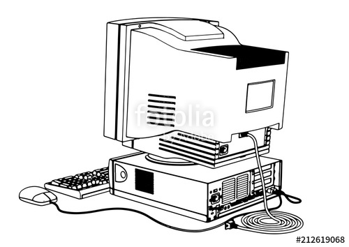 500x354 Sketch Of Old Computer Vector Stock Image And Royalty Free Vector