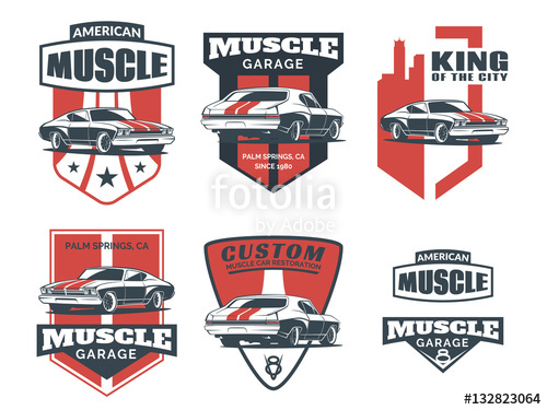 500x375 Classic Muscle Car Logo, Emblems And Icons Stock Image