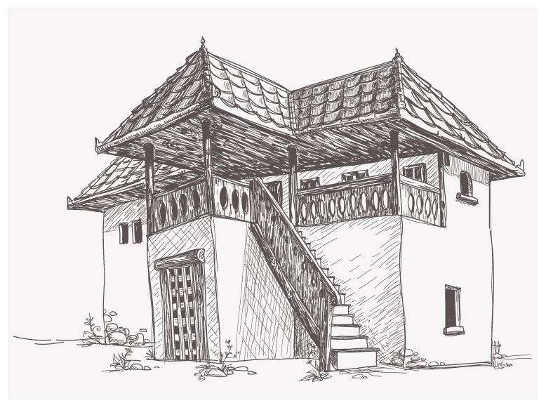 778x584 Old House Sketch Vector Free Vector Graphic Download
