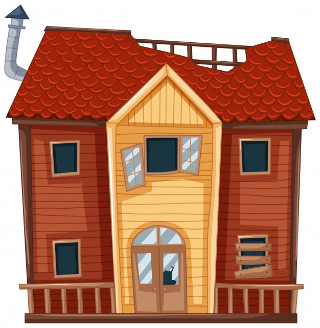 626x643 Old House In Red Color Vector Free Download