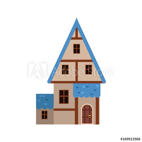 500x500 Traditional Old House With Timber Framing And Blue Roof, Ancient
