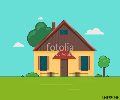 500x417 Vector Illustration Of A Cottage Flat Design Old House Colorful