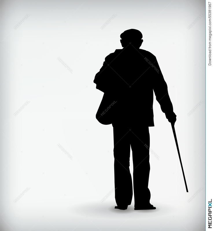 740x800 Black Silhouette Of An Old Man Vector Illustration Illustration