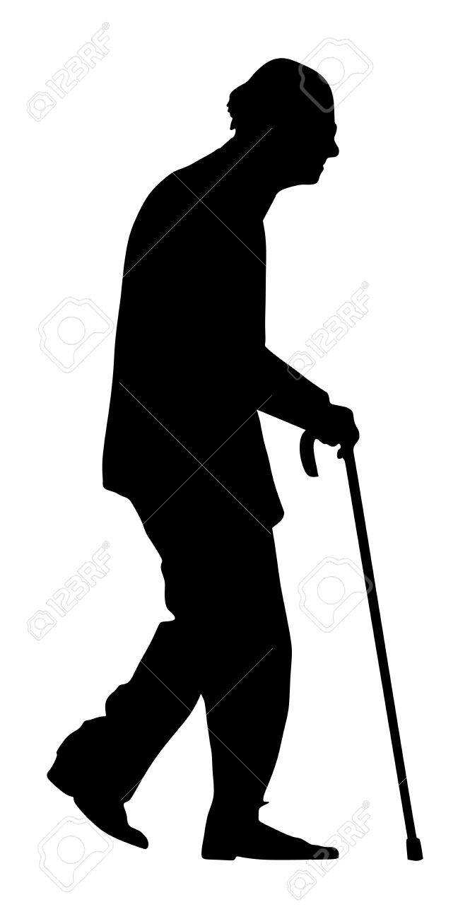 665x1300 Old Person Silhouette Vector