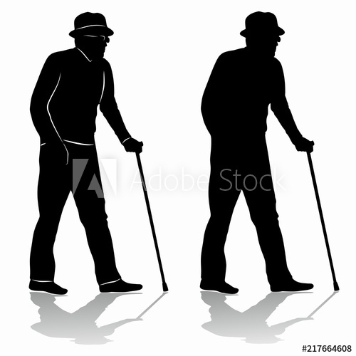 500x500 Silhouette Of An Old Man Vector Draw