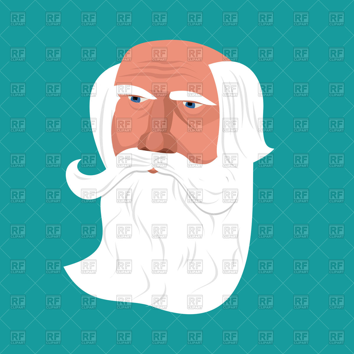 1200x1200 Grandfather Head With Beard And Mustache, Old Man Vector Image