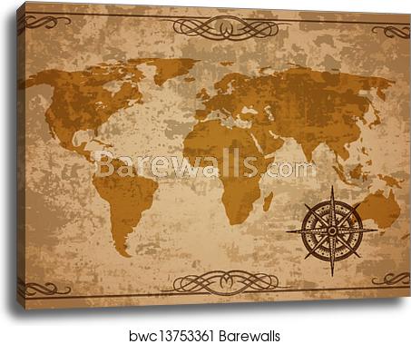Old Map Vector Paper Texture, Canvas Print Barewalls Posters 453x379 Old Map Vector Paper Texture, Canvas Print Barewalls Posters
