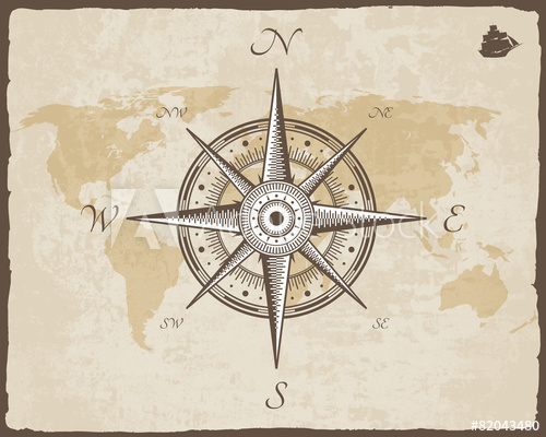 Vintage Nautical Compass Old Map Vector Paper Texture 500x400 Vintage Nautical Compass Old Map Vector Paper Texture