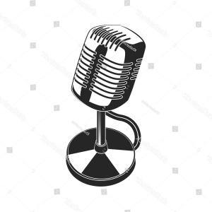 300x300 Old Microphone Isolated On White Background Hand Vector Cultracing