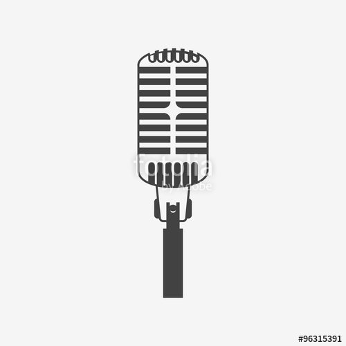 500x500 Retro Microphone Vector Icon Monochrome Illustration Stock
