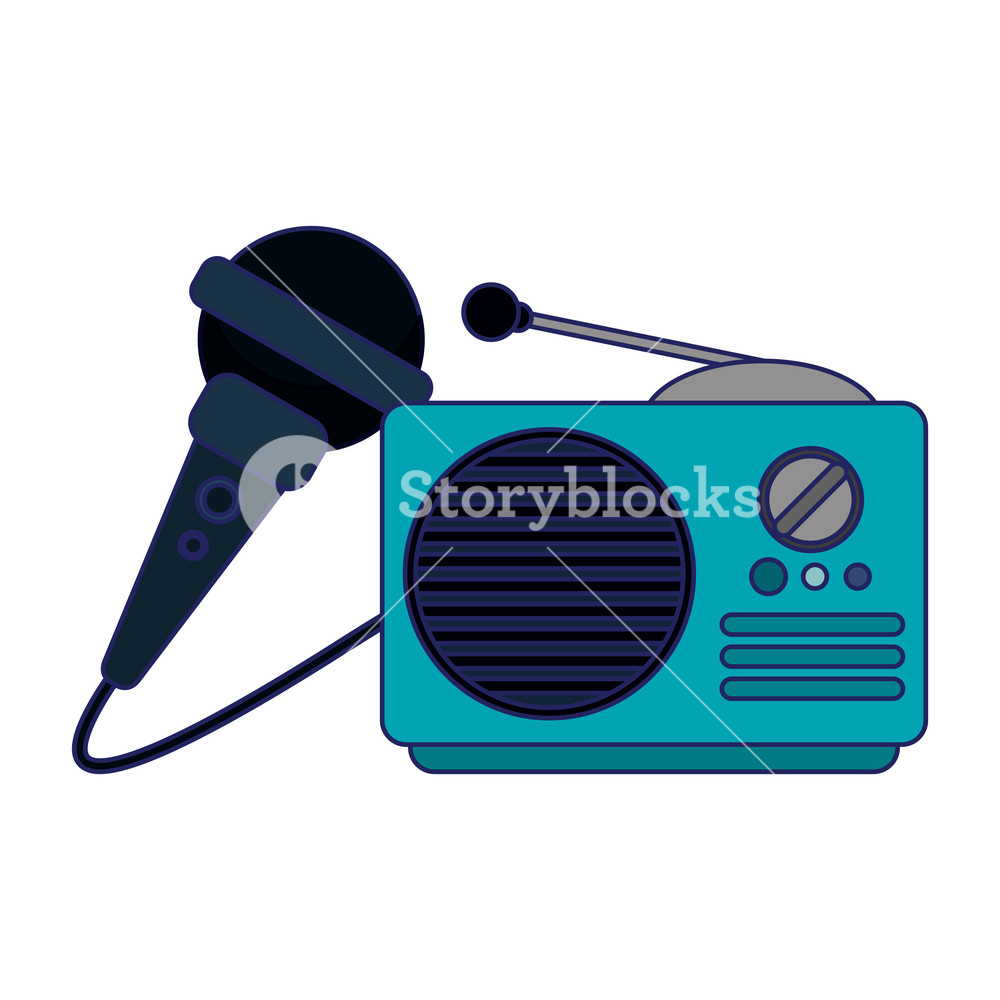 1000x1000 Old Radio Stereo And Microphone Vector Illustration Graphic Design