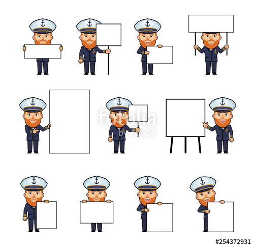 500x485 Set Of Old Navy Captain Characters Posing With Various Blank