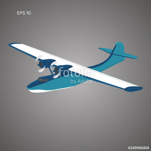 500x500 Vintage Seaplane Vector Illustration Retro Hydroplane Old Navy